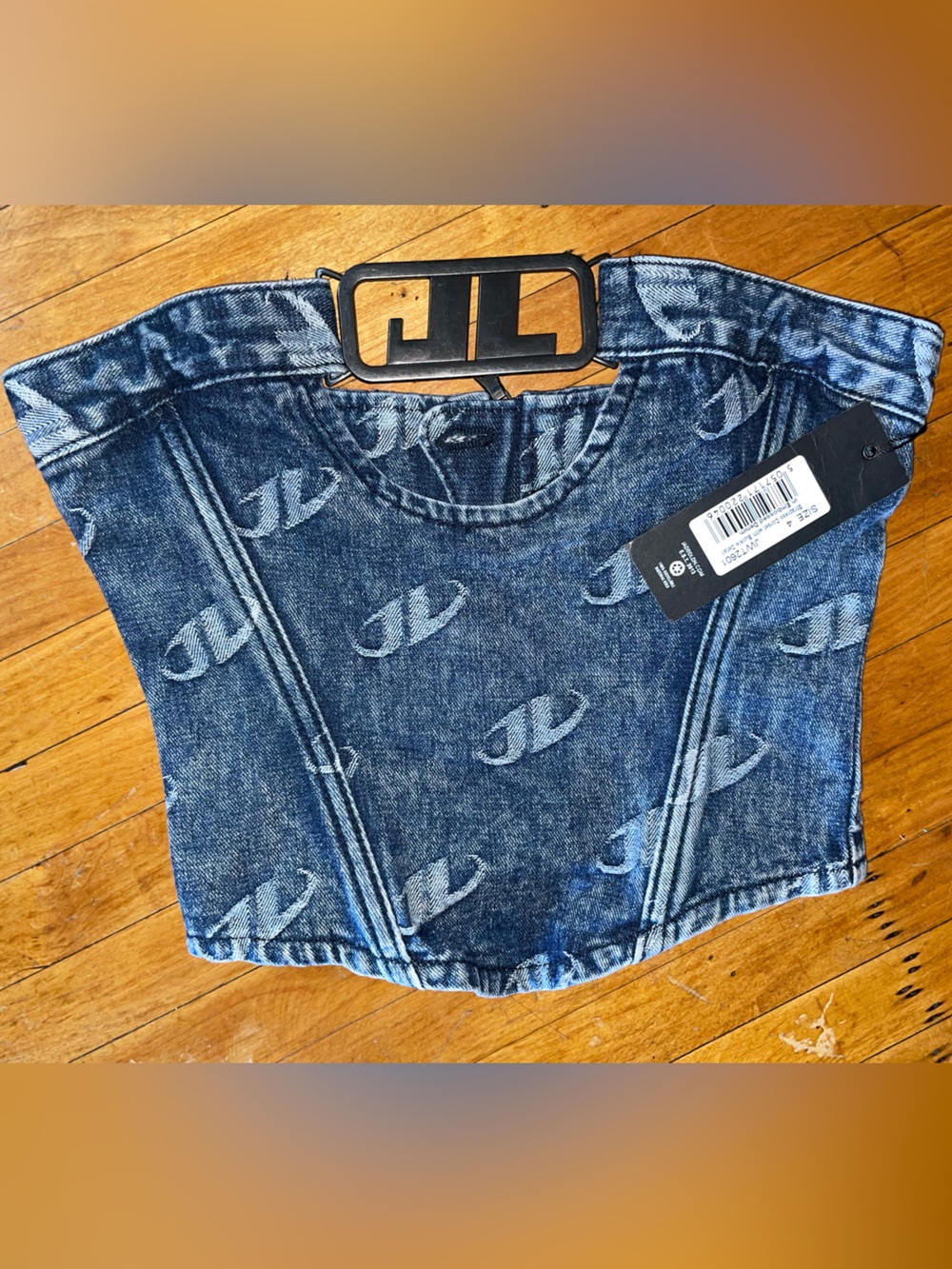 Jaded London Denim Corset Crop Top